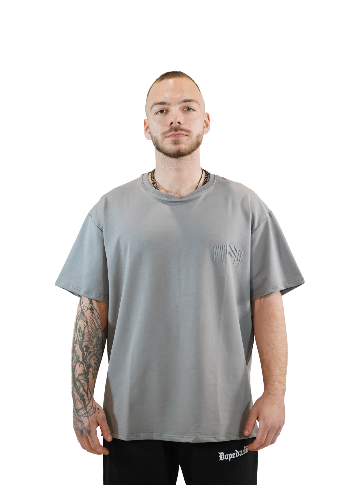 Mechanical Skull Oversized Tee Charcoal Grey