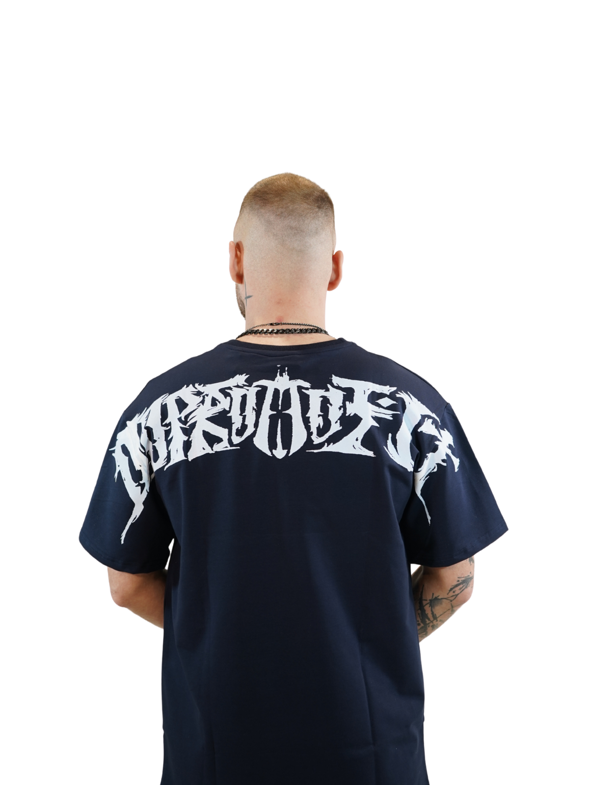 Metal Script Oversized Tee Midnight Navy