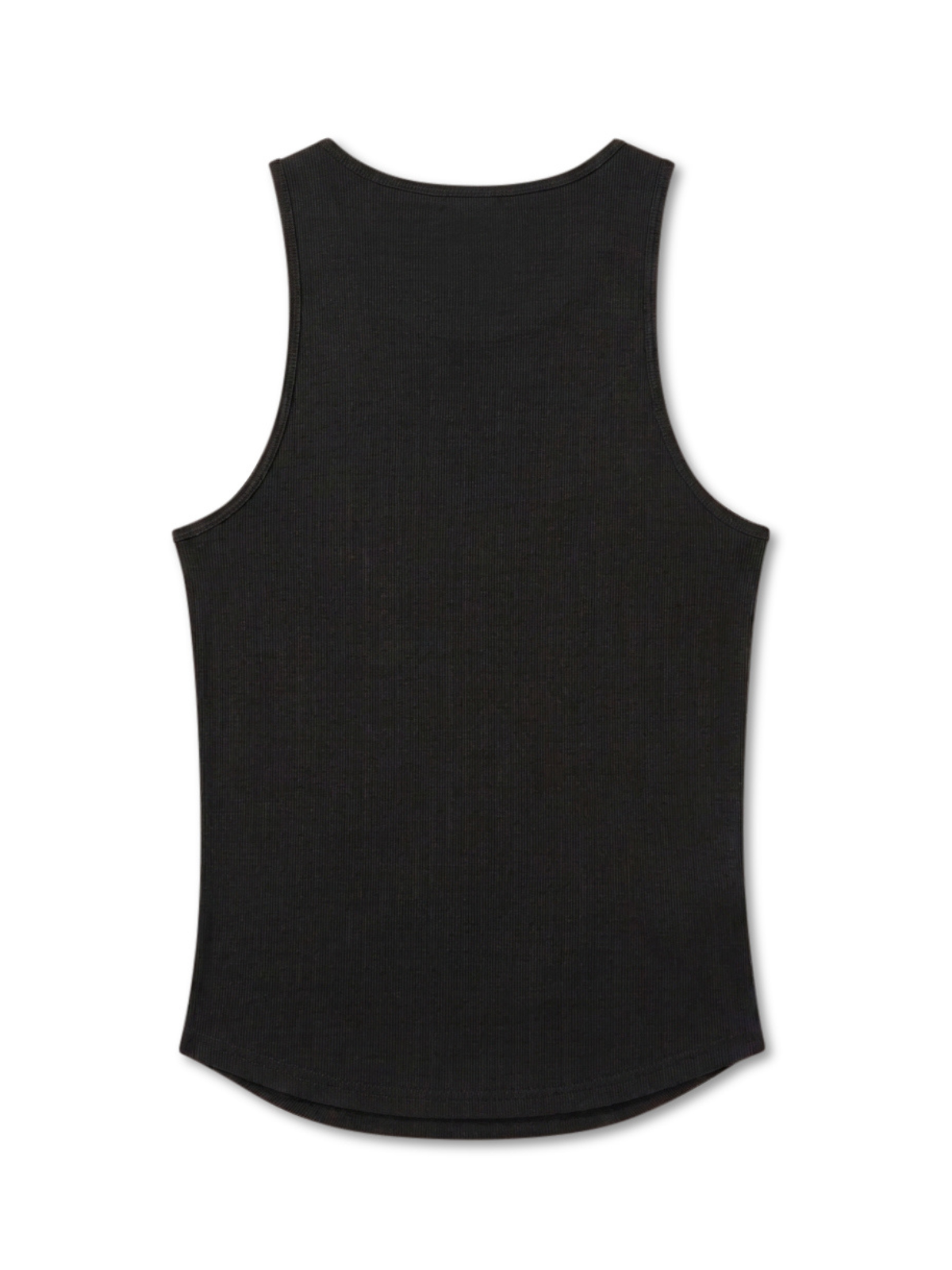 Script Ribbed Tank Black