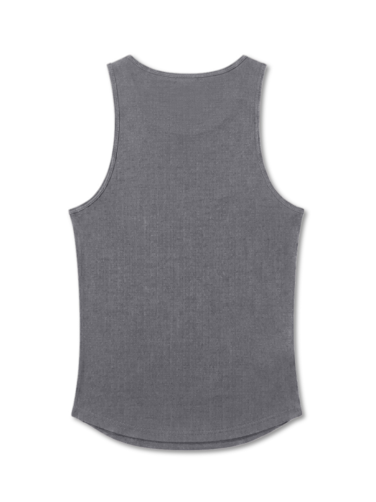 Script Ribbed Tank Charcoal Grey
