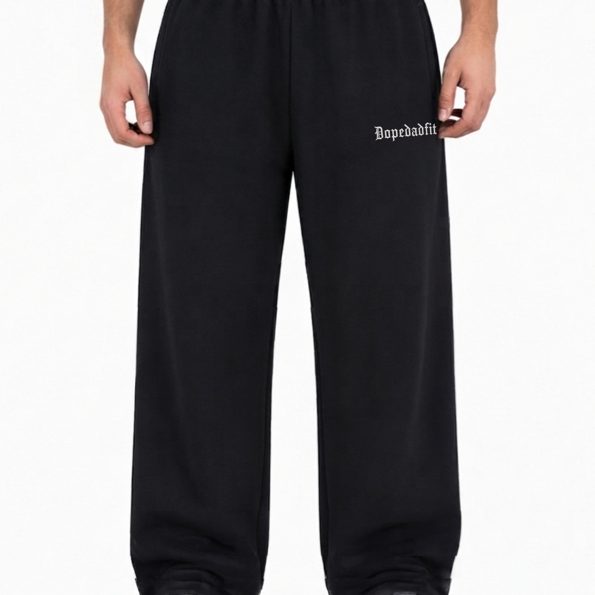 Old English Wide-Leg Sweatpants Jet Black