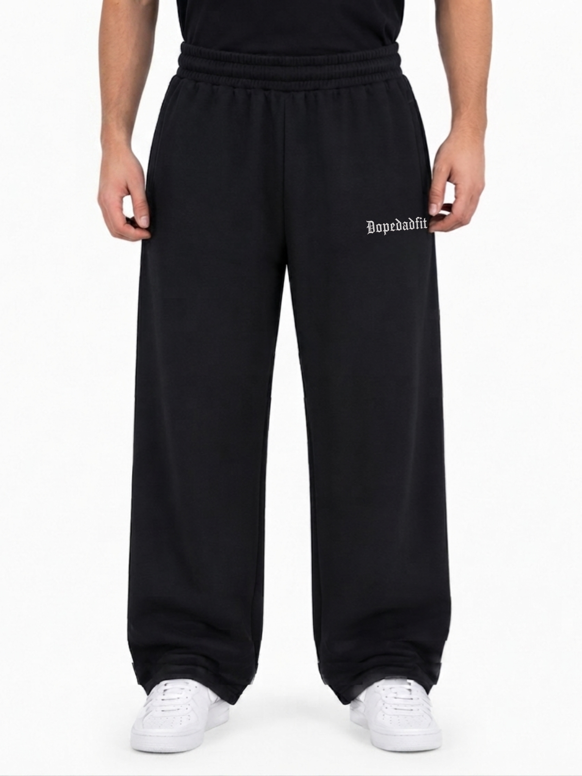 Old English Wide-Leg Sweatpants Jet Black