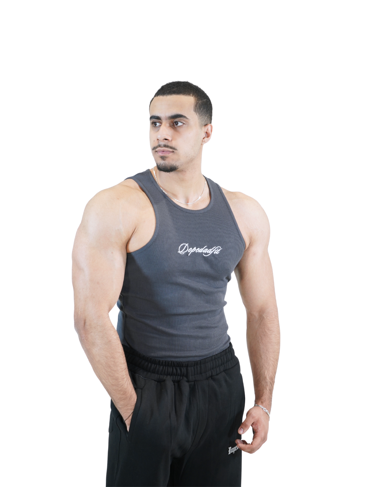 DOPEDADFIT SCRIPT RIBBED TANK 2 Pack
