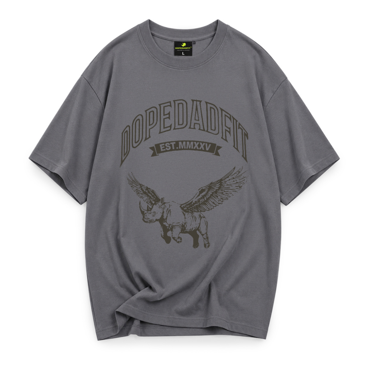 Flying Rhino Oversized Tee Heather Grey