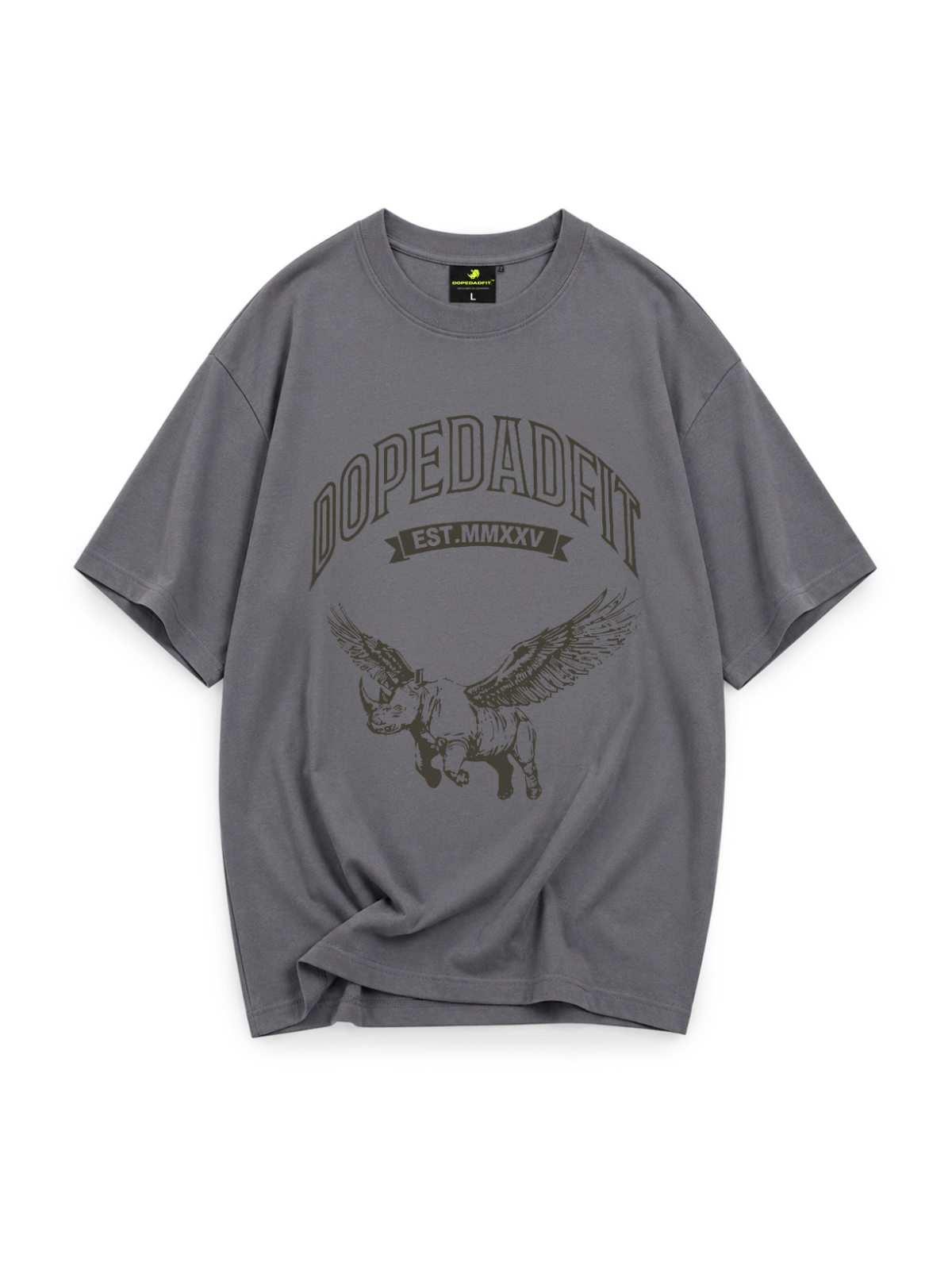 Flying Rhino Oversized Tee Heather Grey