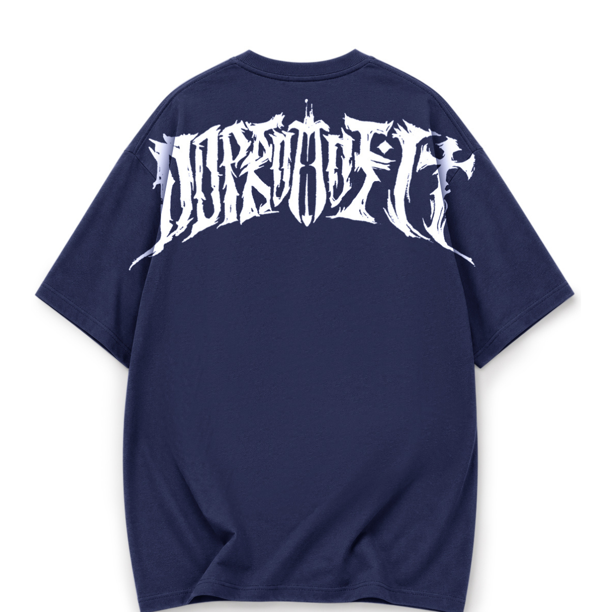 Metal Script Oversized Tee Midnight Navy