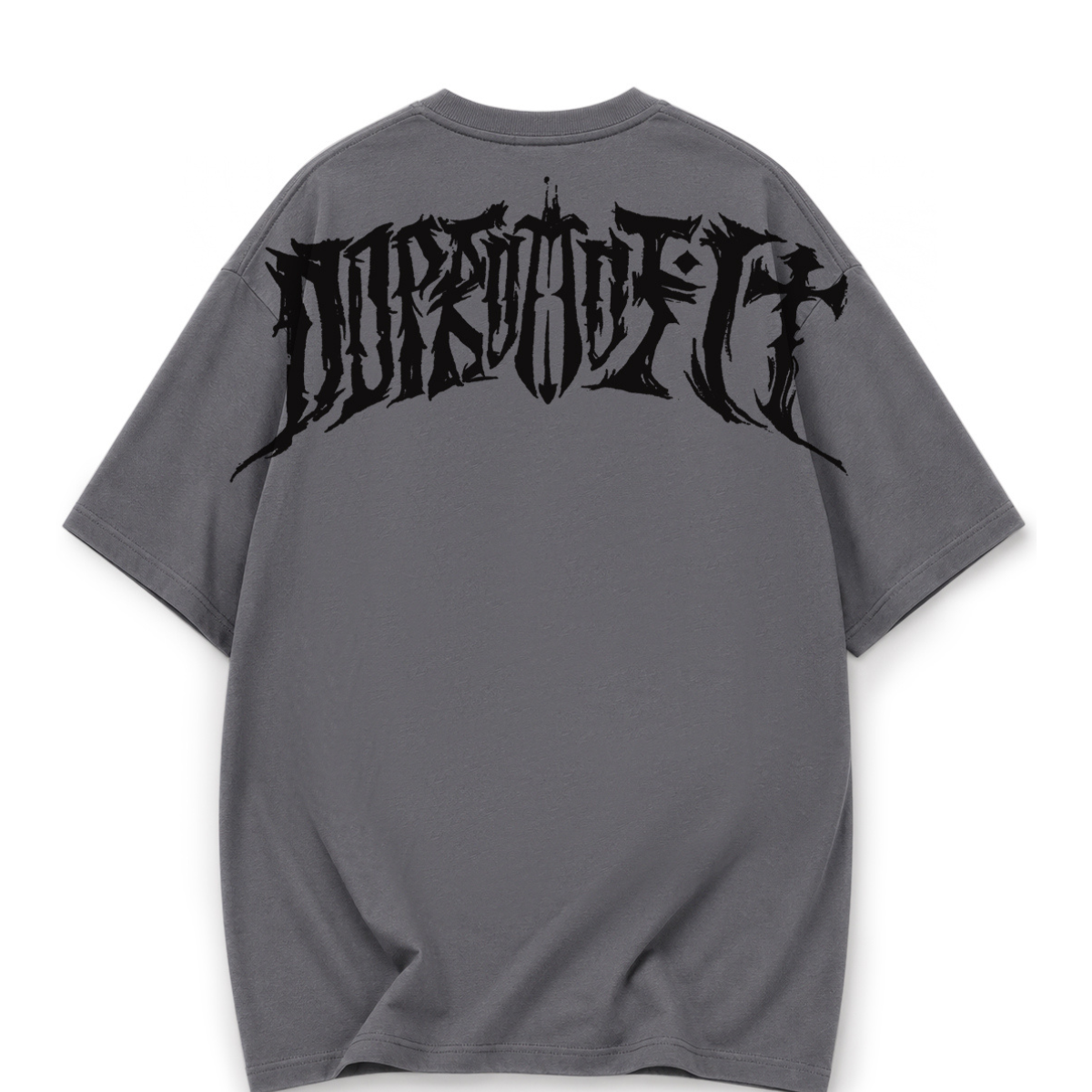 Metal Script Oversized Tee Heather Grey