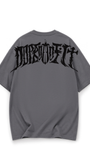 Metal Script Oversized Tee Heather Grey