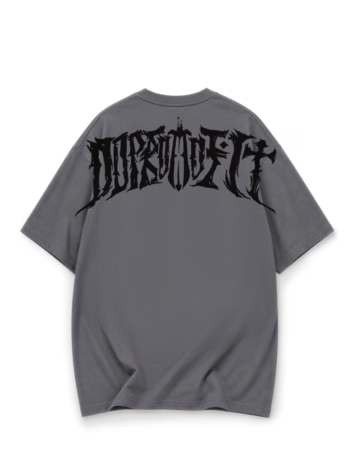Metal Script Oversized Tee Heather Grey