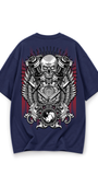 Mechanical Skull Oversized Tee Navy