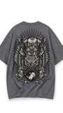 Mechanical Skull Oversized Tee Charcoal Grey