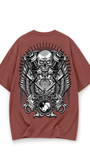 Mechanical Skull Oversized Tee Brick Red