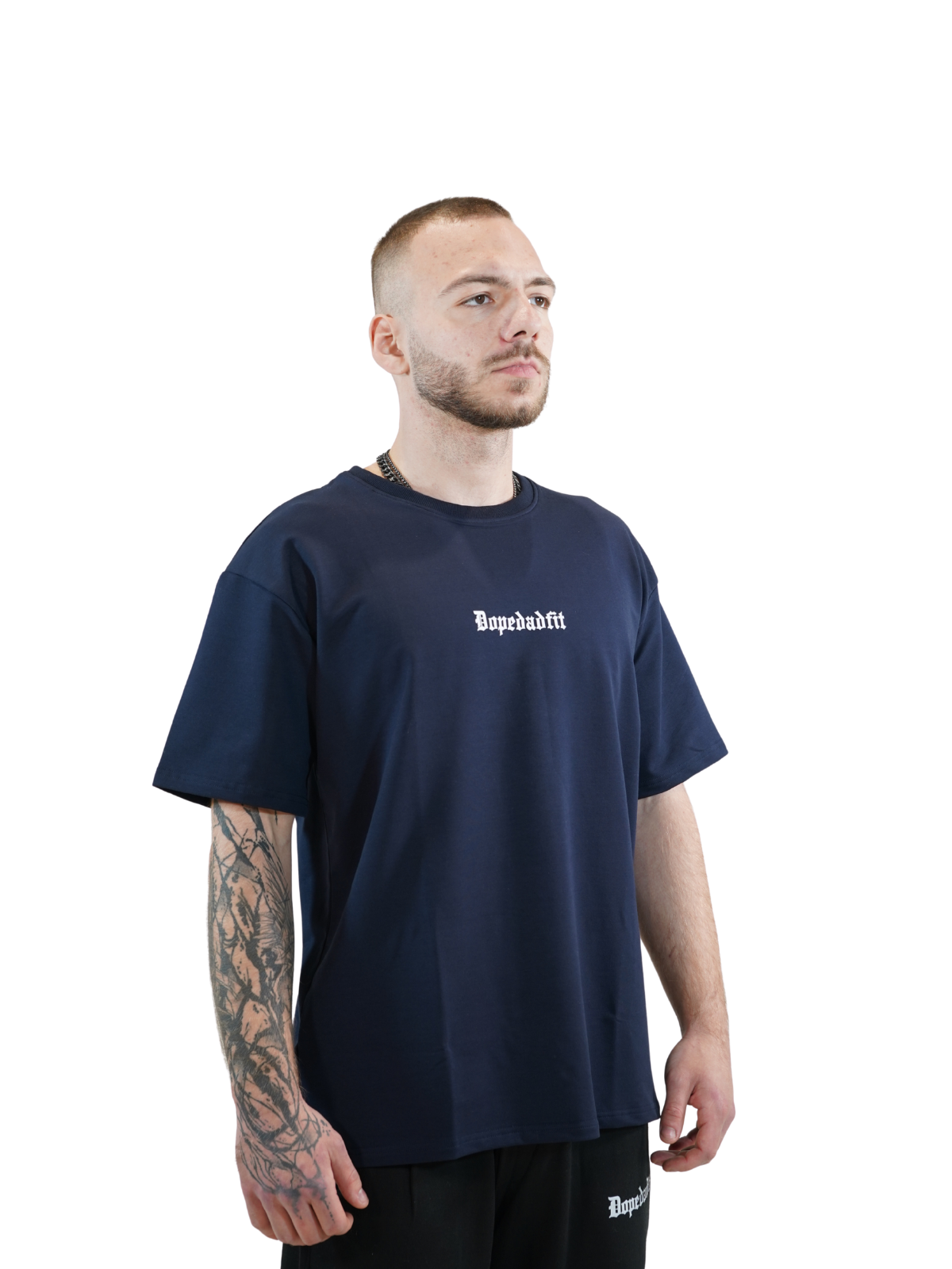 Metal Script Oversized Tee Midnight Navy