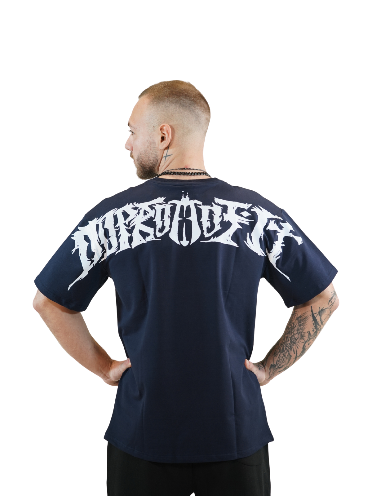 Metal Script Oversized Tee Midnight Navy