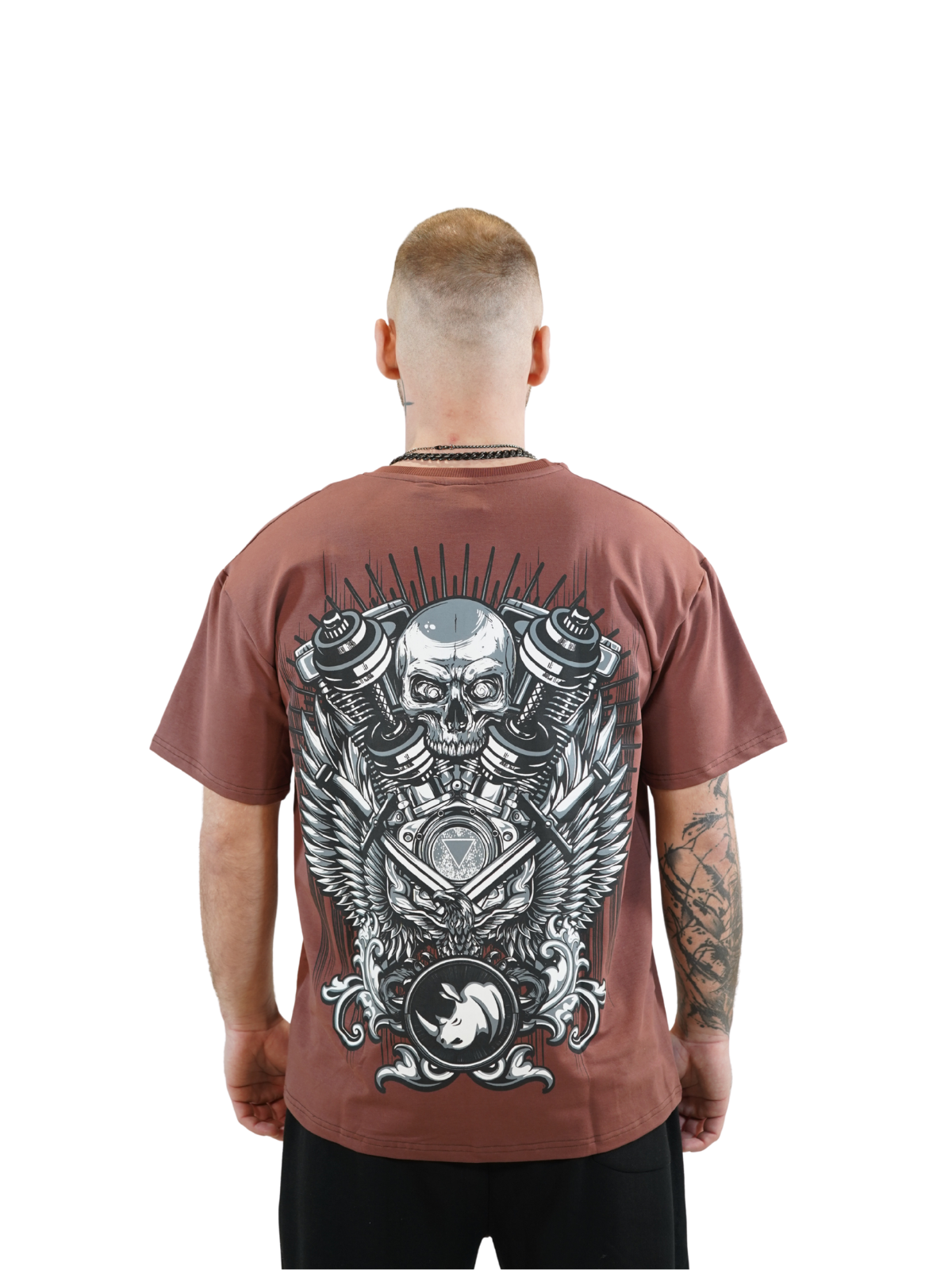 Mechanical Skull Oversized Tee Brick Red