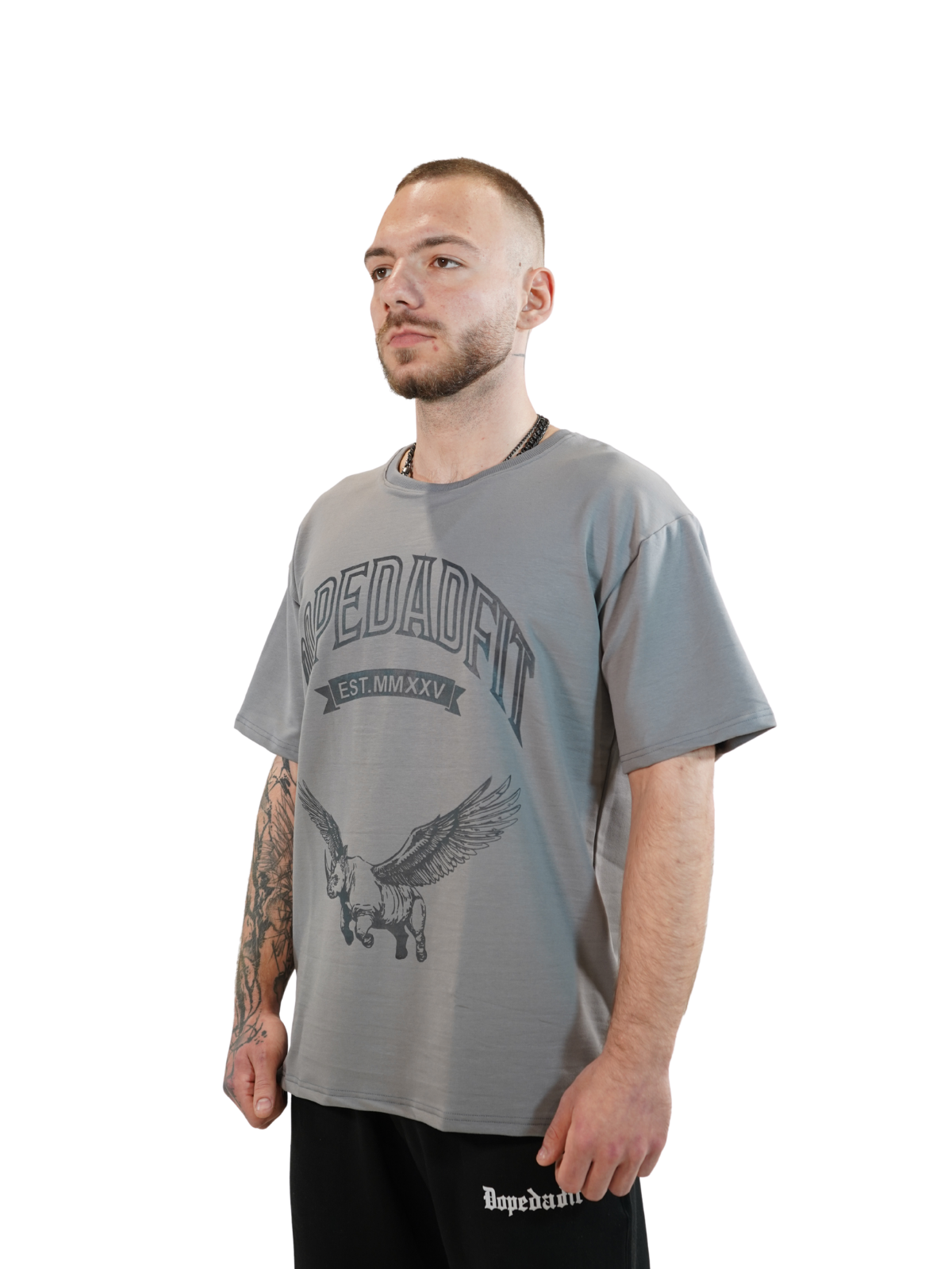 Flying Rhino Oversized Tee Heather Grey