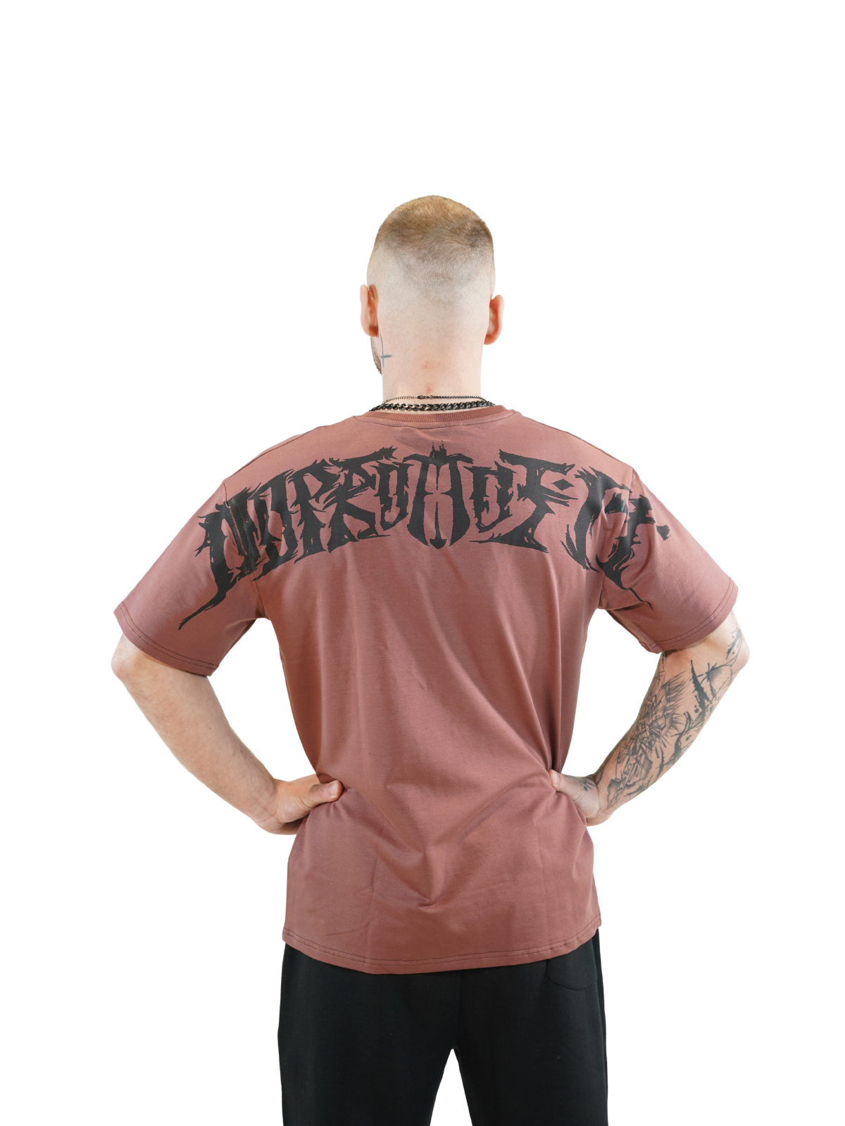 Metal Script Oversized Tee Dusty Rose