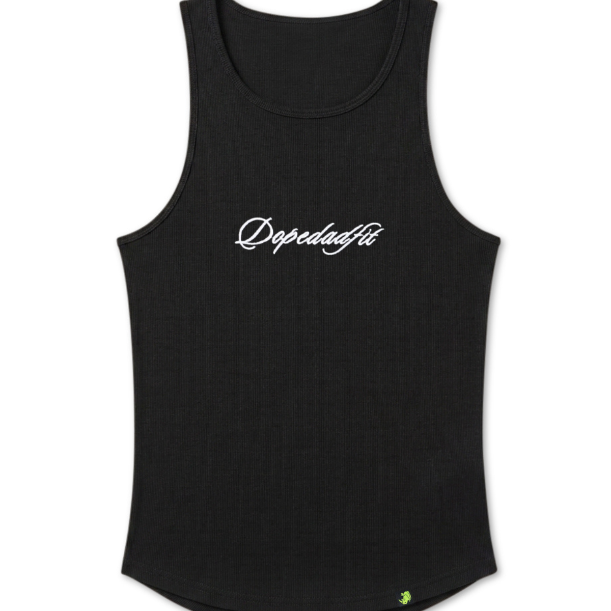 Script Ribbed Tank Black