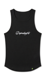 Script Ribbed Tank Black