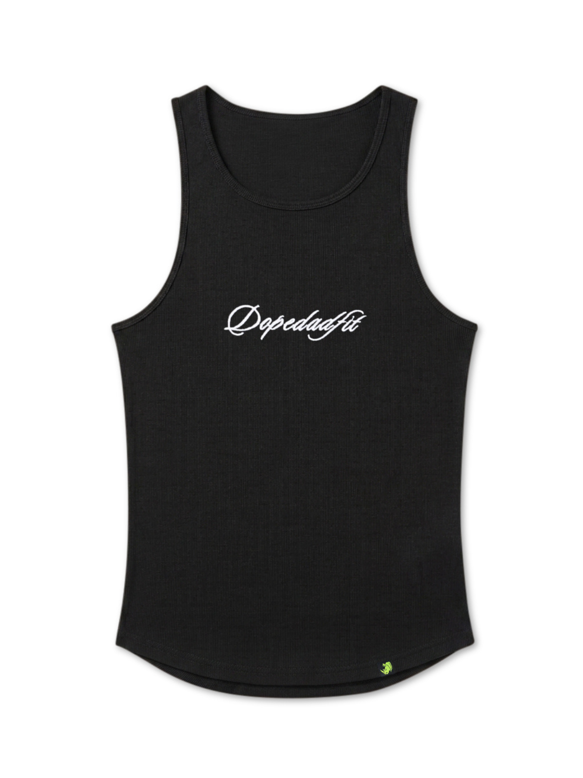 Script Ribbed Tank Black