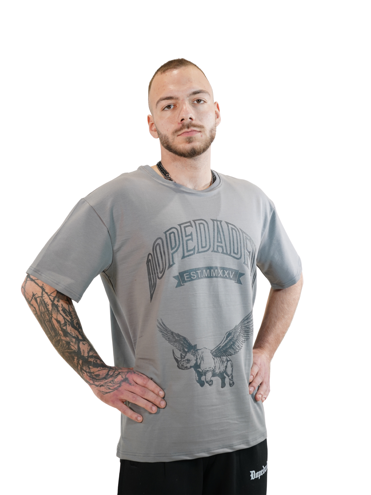 Flying Rhino Oversized Tee Heather Grey