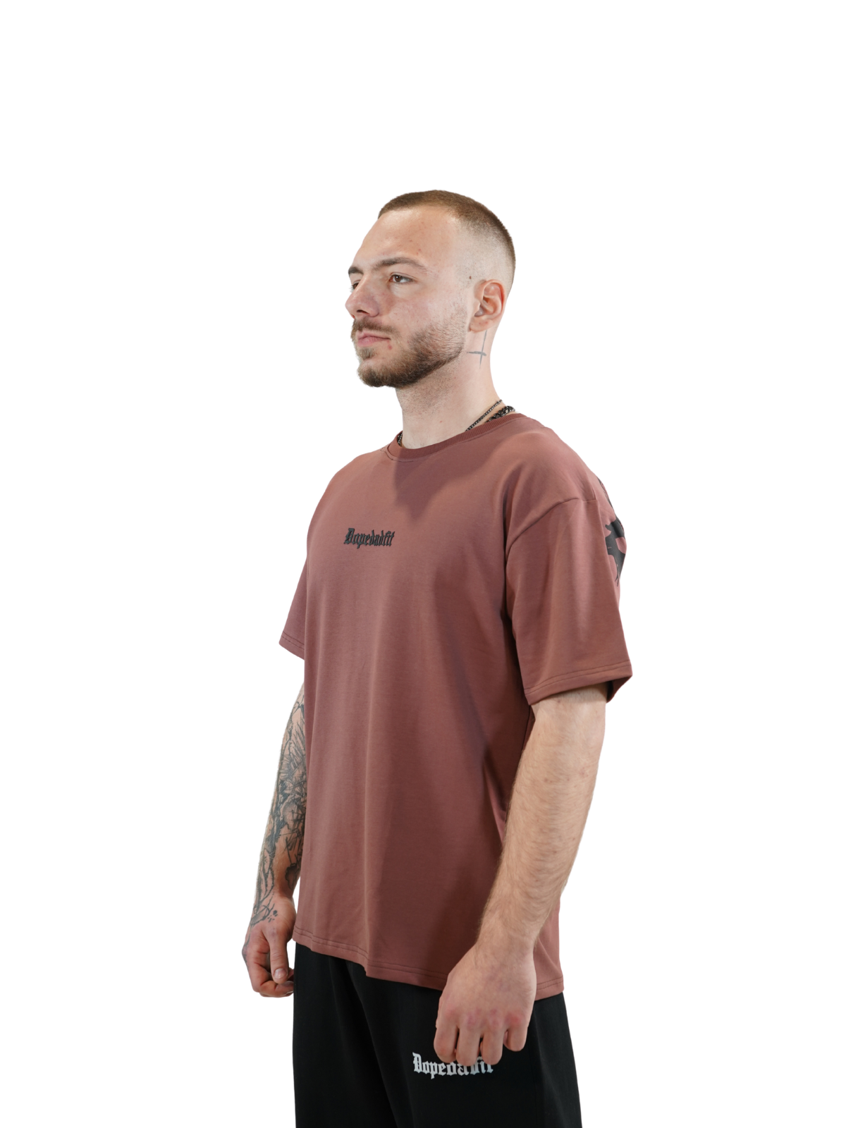 Metal Script Oversized Tee Dusty Rose