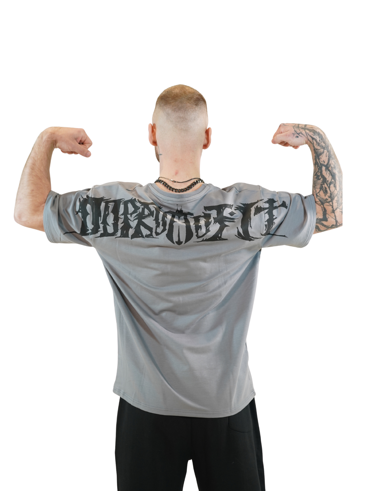 Metal Script Oversized Tee Heather Grey