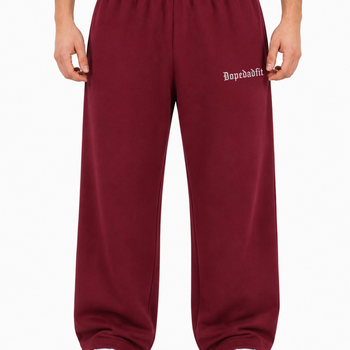 Old English Wide-Leg Sweatpants Washed Crimson
