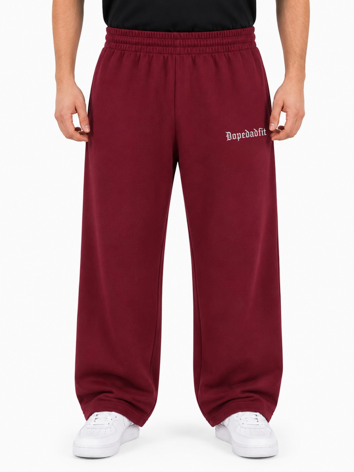 Old English Wide-Leg Sweatpants Washed Crimson