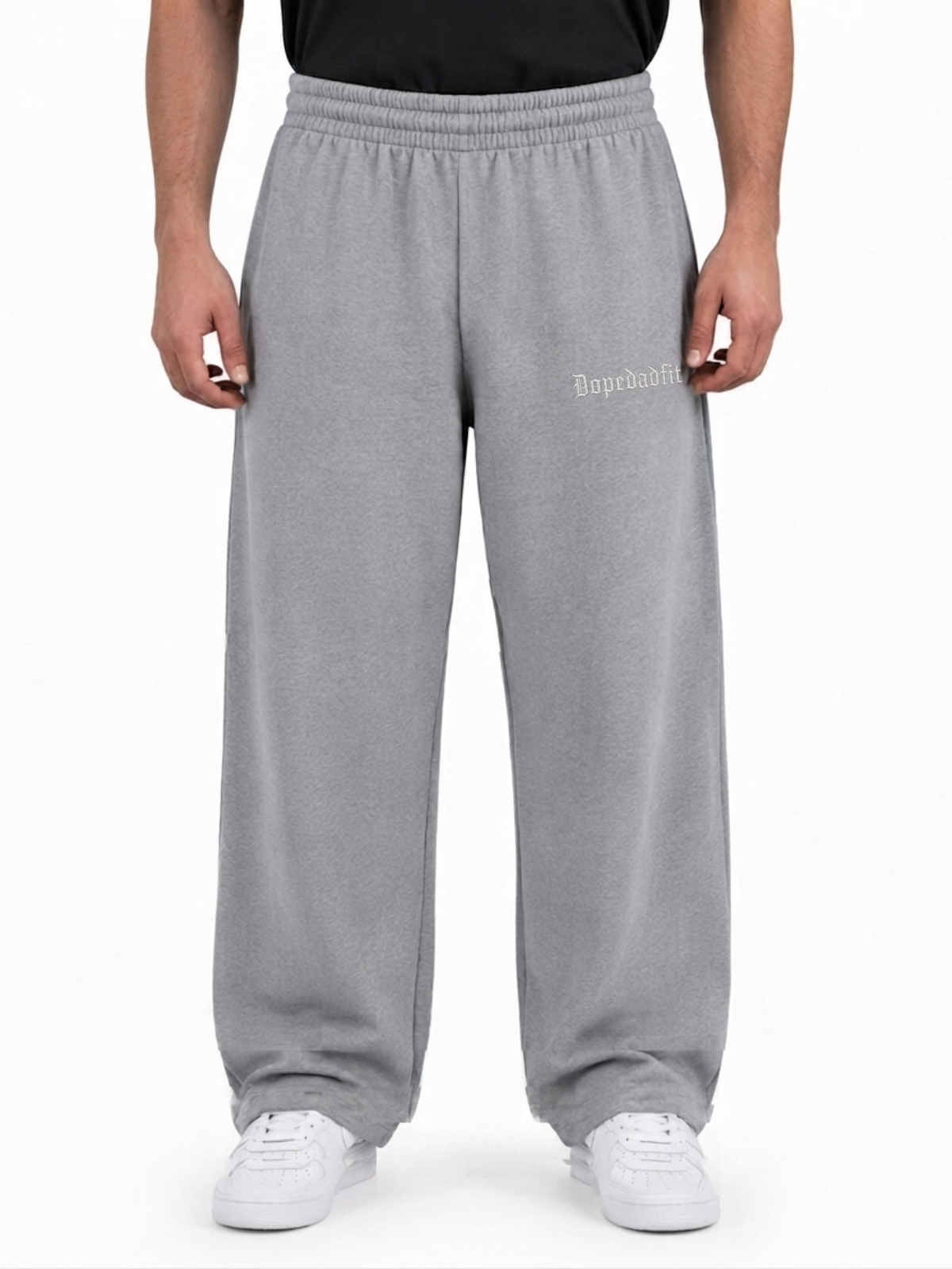 Old English Wide-Leg Sweatpants Heather Grey