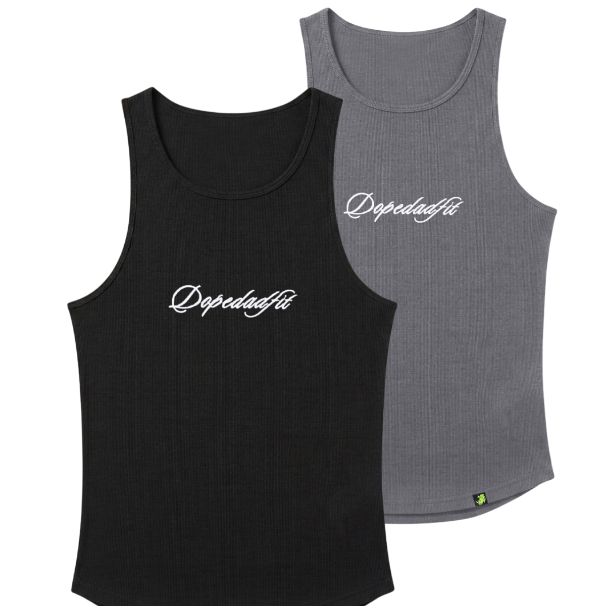 DOPEDADFIT SCRIPT RIBBED TANK 2 Pack